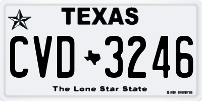 TX license plate CVD3246