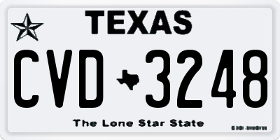 TX license plate CVD3248