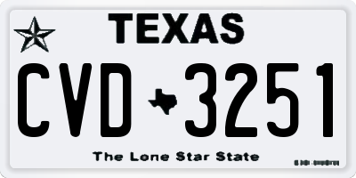 TX license plate CVD3251