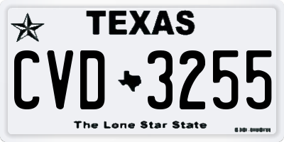 TX license plate CVD3255