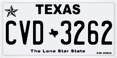 TX license plate CVD3262