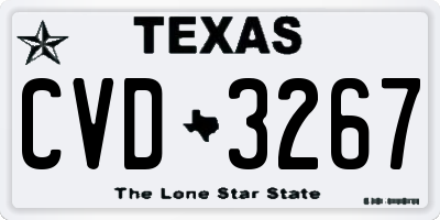 TX license plate CVD3267