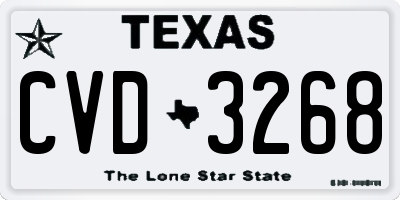 TX license plate CVD3268