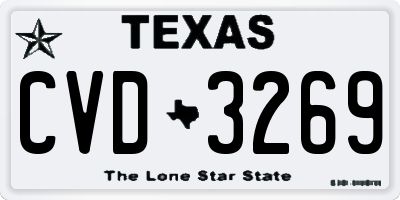 TX license plate CVD3269