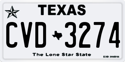 TX license plate CVD3274