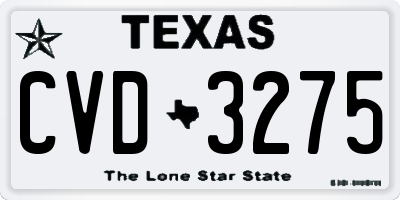 TX license plate CVD3275