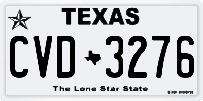 TX license plate CVD3276