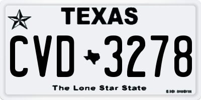 TX license plate CVD3278