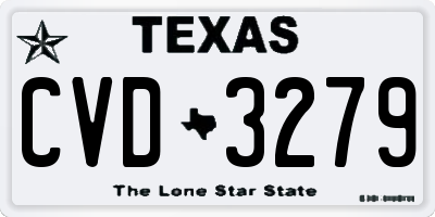 TX license plate CVD3279