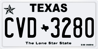 TX license plate CVD3280