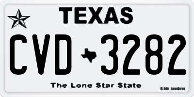 TX license plate CVD3282