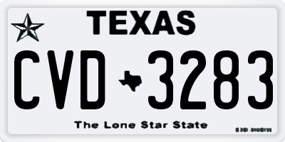 TX license plate CVD3283