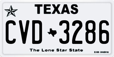 TX license plate CVD3286