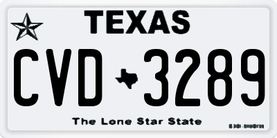 TX license plate CVD3289