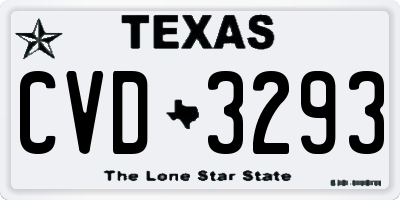 TX license plate CVD3293