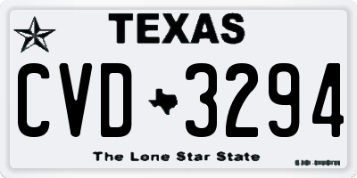 TX license plate CVD3294