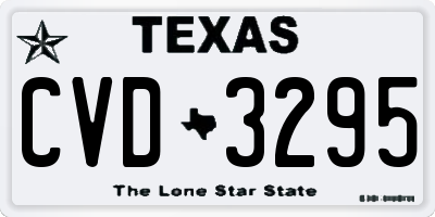 TX license plate CVD3295