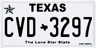 TX license plate CVD3297