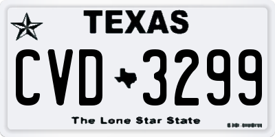 TX license plate CVD3299