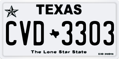 TX license plate CVD3303