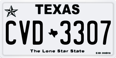 TX license plate CVD3307