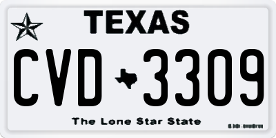 TX license plate CVD3309
