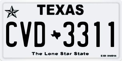 TX license plate CVD3311