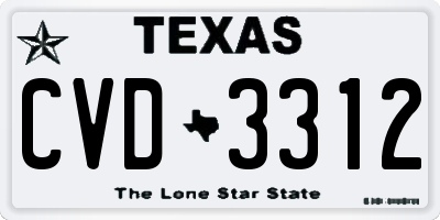 TX license plate CVD3312