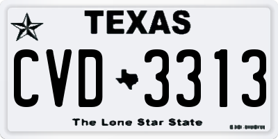 TX license plate CVD3313