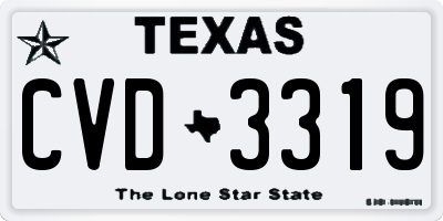 TX license plate CVD3319