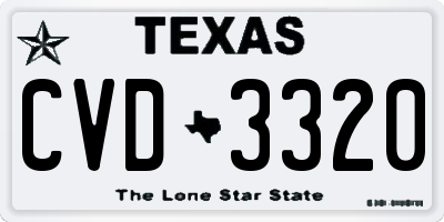 TX license plate CVD3320