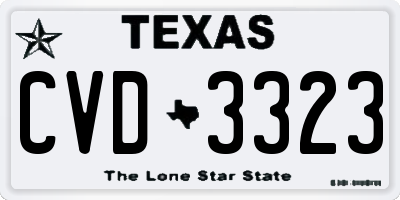 TX license plate CVD3323