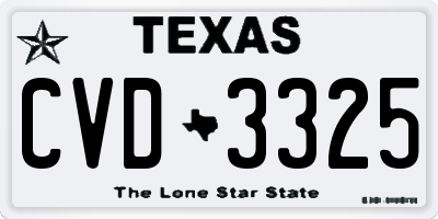 TX license plate CVD3325