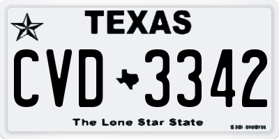 TX license plate CVD3342