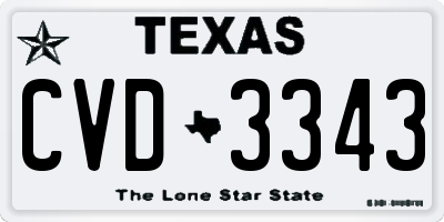 TX license plate CVD3343