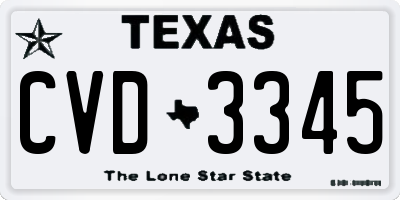 TX license plate CVD3345