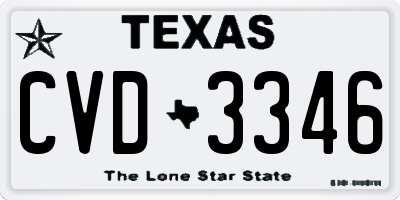 TX license plate CVD3346