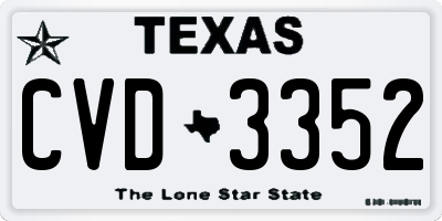 TX license plate CVD3352
