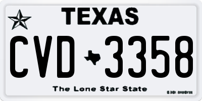 TX license plate CVD3358