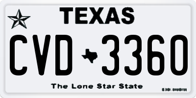 TX license plate CVD3360