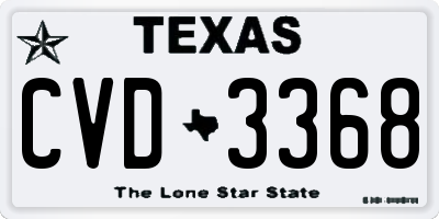 TX license plate CVD3368