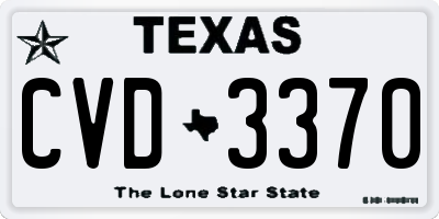 TX license plate CVD3370