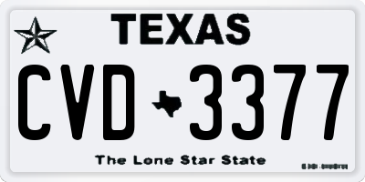 TX license plate CVD3377