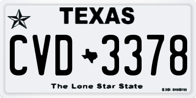 TX license plate CVD3378