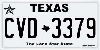 TX license plate CVD3379