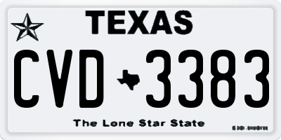 TX license plate CVD3383