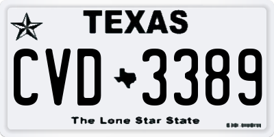 TX license plate CVD3389