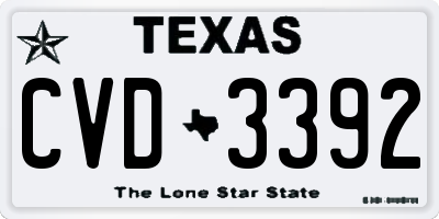 TX license plate CVD3392