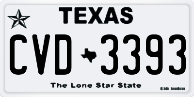 TX license plate CVD3393