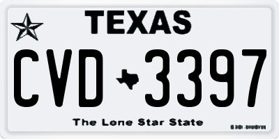 TX license plate CVD3397